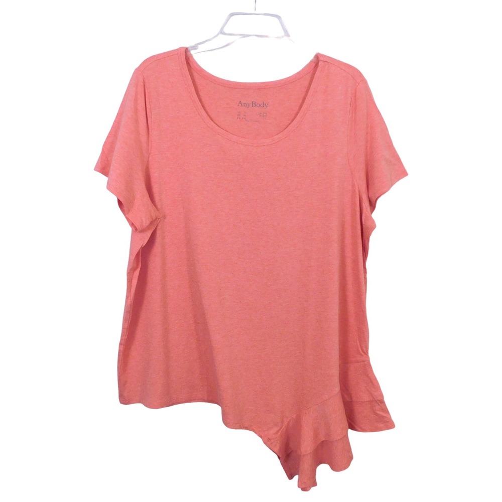 AnyBody‎ Cozy Knit Side Ruffle T-Shirt, Pink, Size 1X